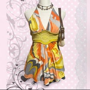 Sky Vibrant Orange and Yellow Halter Top
